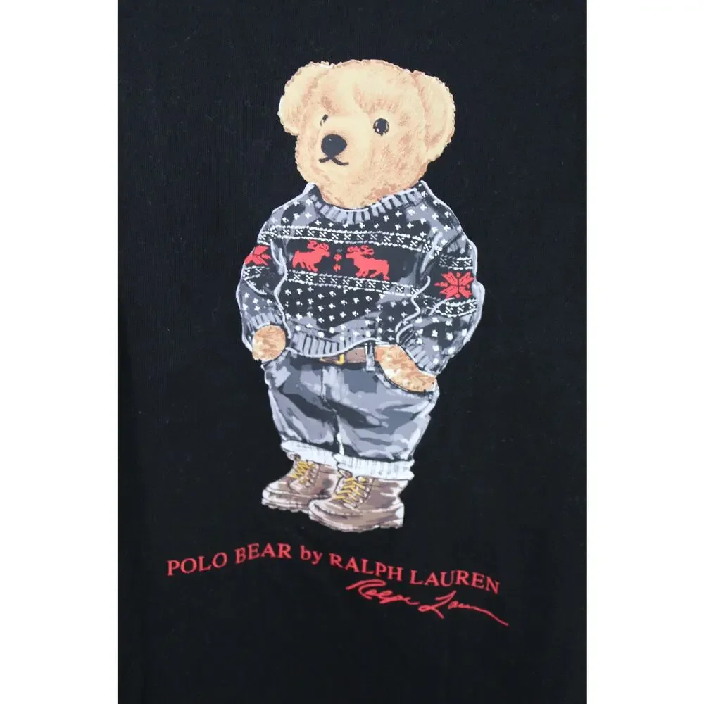 Polo Ralph Lauren Bear Long Sleeve Shirt Iconic Graphic Holiday Theme Large